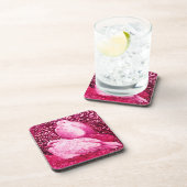 WITTE DOVES IN PINK , FUCHSIA BIER ONDERZETTER (Rechterzijde)
