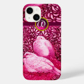 WITTE DOVES IN PINK FUCHSIA MONOGRAM Case-Mate iPhone CASE (Achterkant)