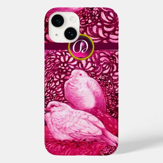 WITTE DOVES IN PINK FUCHSIA MONOGRAM Case-Mate iPhone CASE (Achterkant)