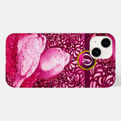 WITTE DOVES IN PINK FUCHSIA MONOGRAM Case-Mate iPhone CASE (Achterkant (horizontaal))