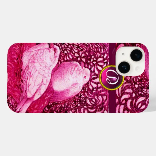 WITTE DOVES IN PINK FUCHSIA MONOGRAM Case-Mate iPhone CASE (Achterkant (horizontaal))