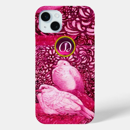 WITTE DOVES IN PINK FUCHSIA MONOGRAM Case-Mate iPhone CASE (Achterkant)