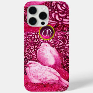 WITTE DOVES IN PINK FUCHSIA MONOGRAM iPhone 15 PRO MAX HOESJE