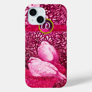 WITTE DOVES IN PINK FUCHSIA MONOGRAM iPhone 15 CASE