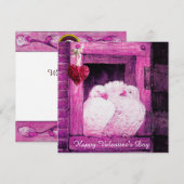 WITTE DOVES IN PINK WINDOW VALENTINE DAY MONOGRAM FEESTDAGENKAART (Voorkant / Achterkant)