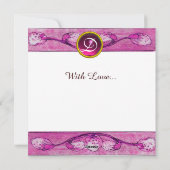 WITTE DOVES IN PINK WINDOW VALENTINE DAY MONOGRAM FEESTDAGENKAART (Achterkant)