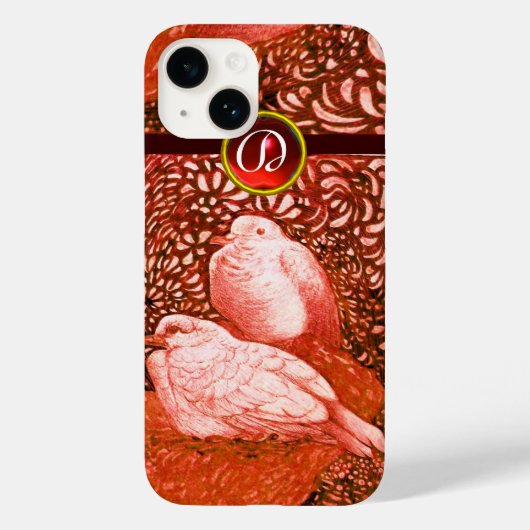WITTE DOVES IN RODE MONOGRAM Case-Mate iPhone CASE (Achterkant)
