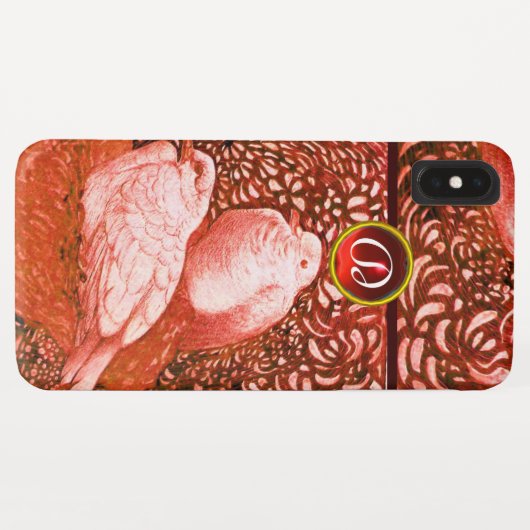 WITTE DOVES IN RODE MONOGRAM Case-Mate iPhone CASE (Achterkant (horizontaal))