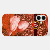 WITTE DOVES IN RODE MONOGRAM Case-Mate iPhone CASE (Achterkant (horizontaal))