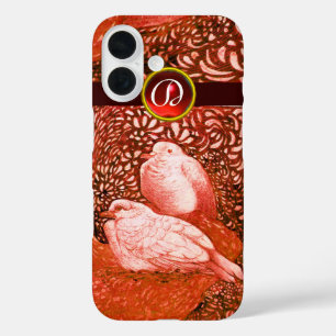WITTE DOVES IN RODE MONOGRAM iPhone 16 HOESJE