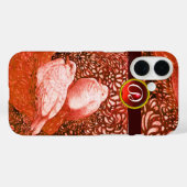 WITTE DOVES IN RODE MONOGRAM Case-Mate iPhone CASE (Achterkant (horizontaal))