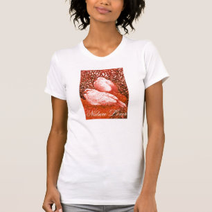 WITTE DOVES IN RODE/NATUUR LOVER HART T-SHIRT