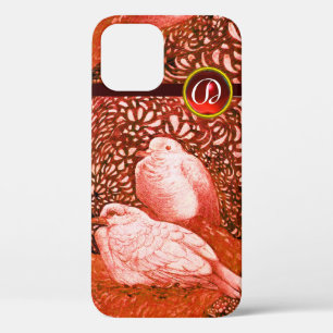 WITTE DOVES IN RODE RUBY MONOGRAM Case-Mate iPhone CASE