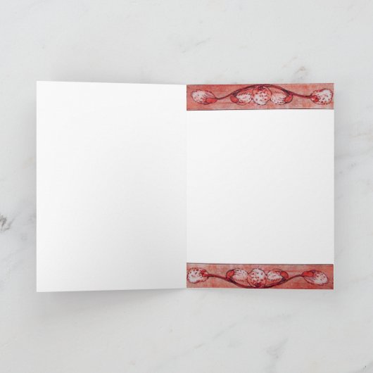 WITTE DOVES IN ROOD FEESTDAGEN KAART (Binnen)