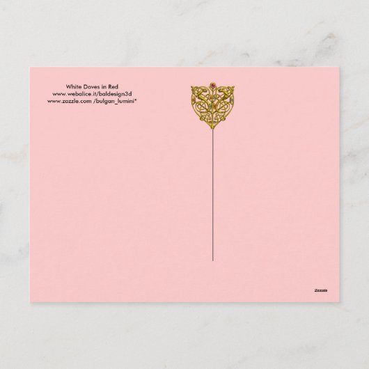 WITTE DOVES IN ROOD FEESTDAGENKAART (Achterkant)