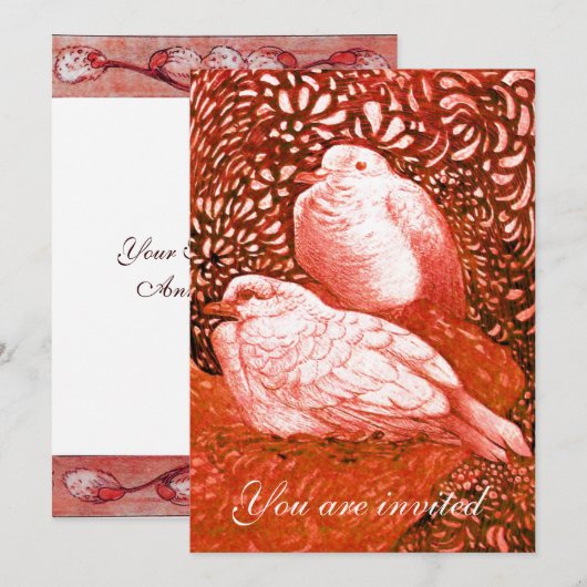 WITTE DOVES IN ROOD KAART (Voorkant / Achterkant)