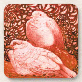 WITTE DOVES IN ROOD ONDERZETTER (Voorkant)