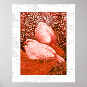 WITTE DOVES IN ROOD POSTER