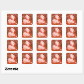 WITTE DOVES IN ROOD VIERKANTE STICKER (Vel)