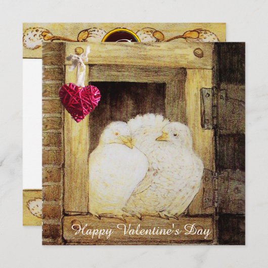 WITTE DOVES IN WINDOW VALENTINE DAY MONOGRAM, brui Feestdagenkaart (Voorkant / Achterkant)