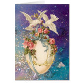 WITTE DOVES MET EENVOUDIGERE EGG, BLAUWE BOW, PINK (Voorkant)