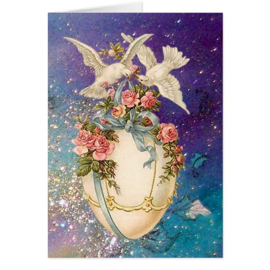 WITTE DOVES MET EENVOUDIGERE EGG, BLAUWE BOW, PINK (Voorkant)