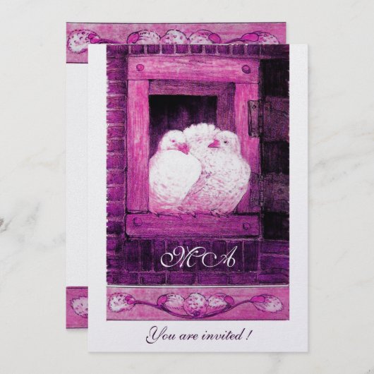 WITTE DOVES OP HET MERK VAN HET VENSTER-monogram Kaart (Voorkant / Achterkant)