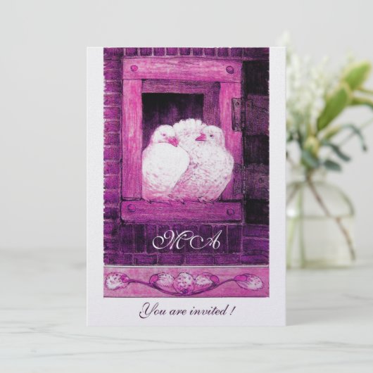 WITTE DOVES OP HET MERK VAN HET VENSTER-monogram Kaart (Staand voorkant)