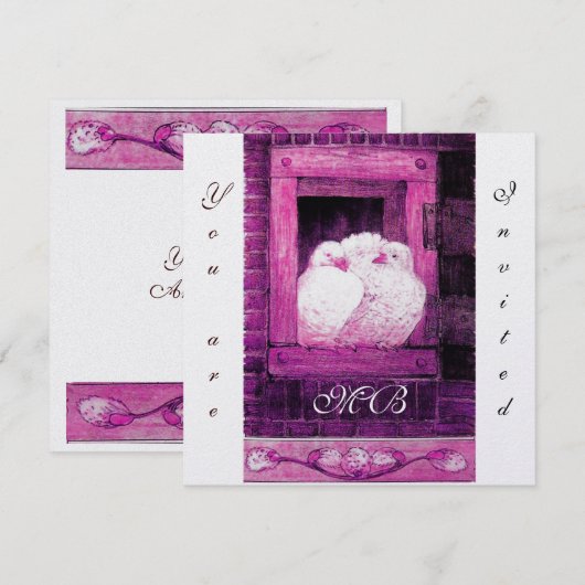 WITTE DOVES OP HET MERK VAN HET VENSTER-monogram Kaart (Voorkant / Achterkant)