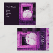 WITTE DOVES OP HET Paarse MONogram VAN HET VENSTER Visitekaartje (Voorkant / Achterkant)