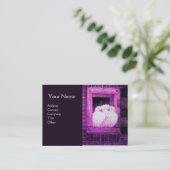 WITTE DOVES OP HET Paarse MONogram VAN HET VENSTER Visitekaartje (Staand voorkant)