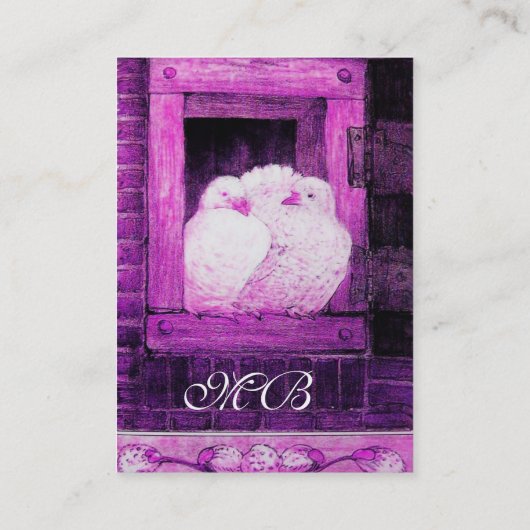 WITTE DOVES OP HET Paarse MONogram VAN HET VENSTER Visitekaartje (Achterkant)