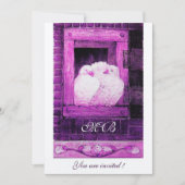 WITTE DOVES OP HET VENSTER Monogram, Wit Paars Kaart (Voorkant)