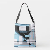 Witte dozen in blauw, grijs, zwart geometrisch ont crossbody tas (Achterkant)