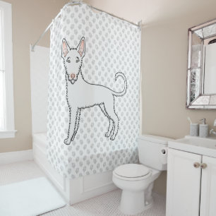 Witte Draadharige Ibizan Hound Cartoon Hond & Poot Douchegordijn