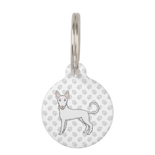 Witte Draadharige Ibizan Hound Cartoonhond & Pootj Huisdierpenning