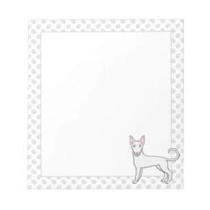 Witte Draadharige Ibizan Hound Cartoonhond & Pootj Notitieblok