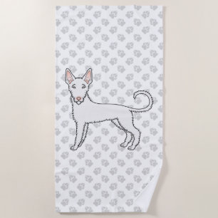 Witte Draadharige Ibizan Hound Cartoonhond & Pootj Strandlaken