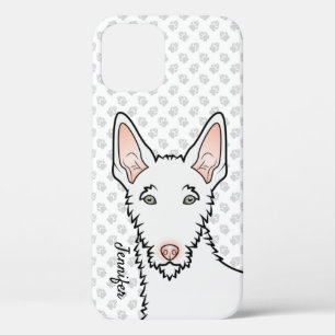 Witte Draadharige Ibizan Hound Hondenkop & Naam Case-Mate iPhone Case