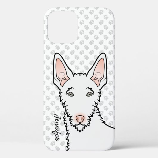 Witte Draadharige Ibizan Hound Hondenkop & Naam Case-Mate iPhone Case (Achterkant)