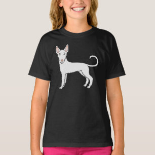 Witte Draadharige Ibizan Hound Schattige Cartoon H T-shirt