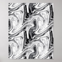 Witte Draaikolk — Zwarte & Witte Abstracte Draaiko Poster