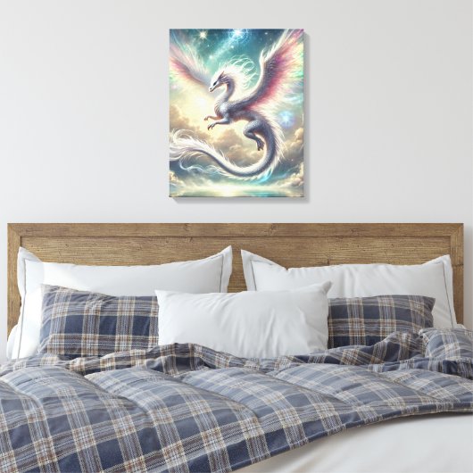 Witte draak canvas afdruk (Insitu (Slaapkamer))