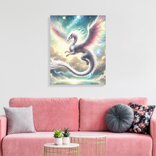 Witte draak canvas afdruk (Insitu (Woonkamer))