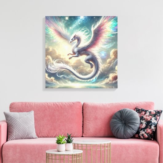 Witte draak canvas afdruk (Insitu (Woonkamer))