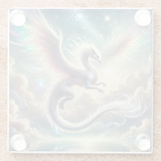 Witte draak glazen onderzetter (Achterkant)