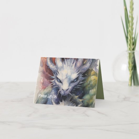 Witte draak hoofd blauwe ogen partij (Voorkant)