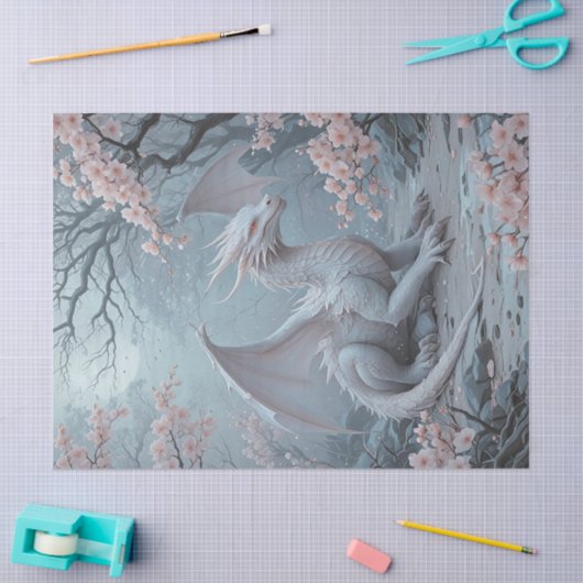 Witte draak in het voorjaar tissuepapier (Craft)