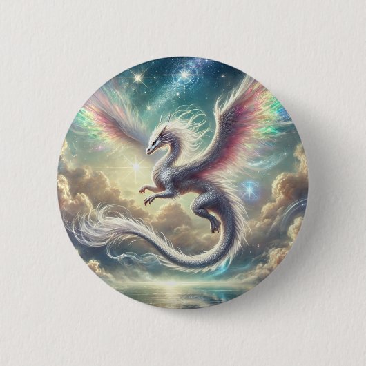 Witte draak ronde button 5,7 cm (Voorkant)