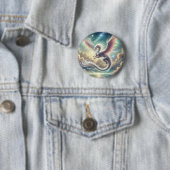 Witte draak ronde button 5,7 cm (In situ)